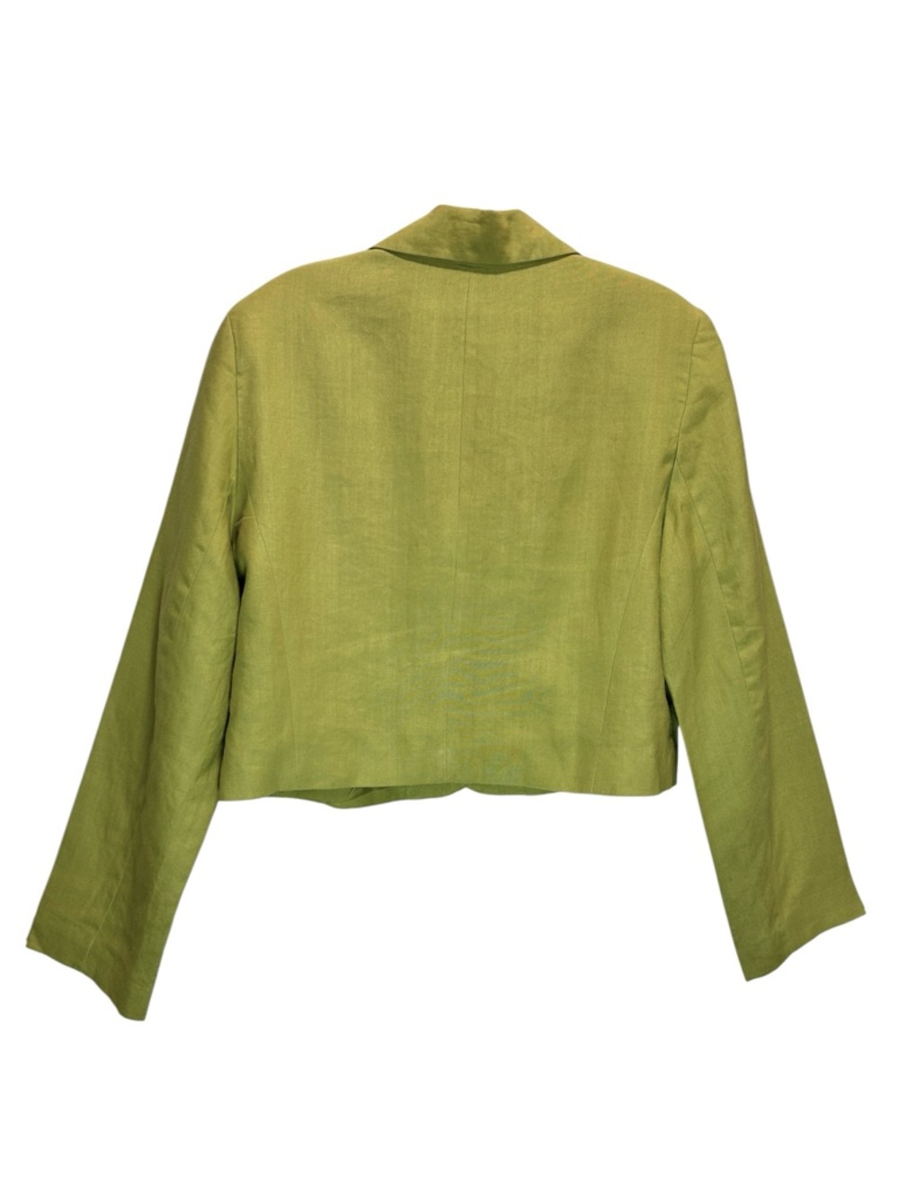 VTG Larry Levine Chartreuse Linen Suit, Cropped Jacket, Wide Leg Pants - Size 12 - Picture 3 of 11